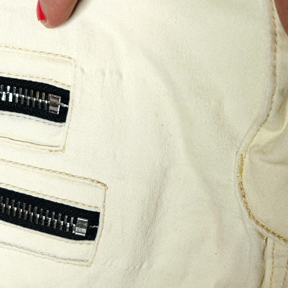 Balmain Cream Slim Straight Cargo Jeans with Black Zippers - Picture 11 of 15